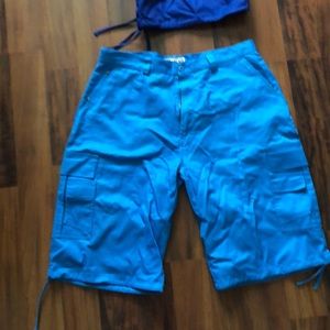Hot! Carolina blue 100% cotton cargo shorts